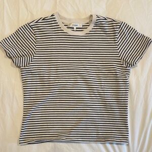 Frame Denim Navy and White Striped Tee